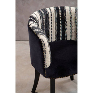 Cefena Black and White Chair with Stud Detail – close-up