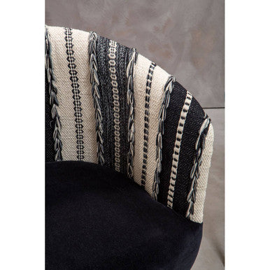Cefena Black and White Chair with Stud Detail – angle view