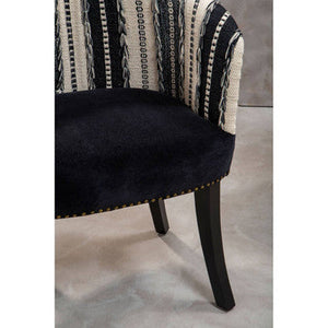 Cefena Black and White Chair with Stud Detail – side view 2