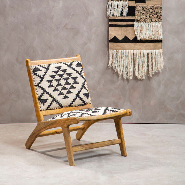 Cefena Black and White Berber Style Lounge Chair