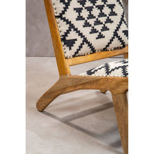 Cefena Black and White Berber Style Lounge Chair – side view 2