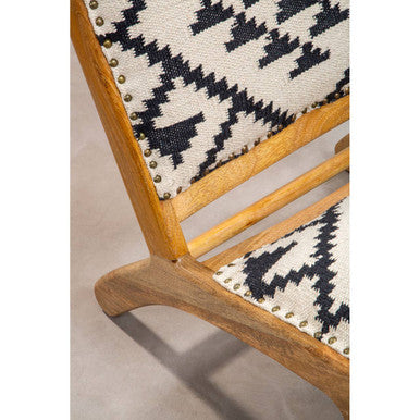 Cefena Black and White Berber Style Lounge Chair – detail 2