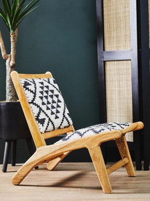 Cefena Black and White Berber Style Lounge Chair – back view