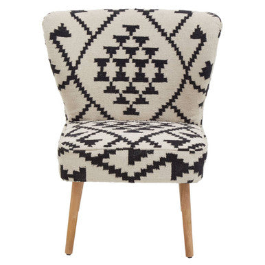 Cefena White and Black Berber Style Chair – in room setting