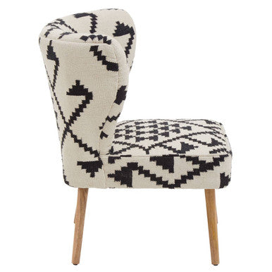 Cefena White and Black Berber Style Chair – close-up