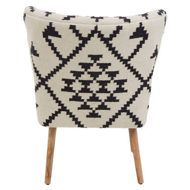 Cefena White and Black Berber Style Chair – back view