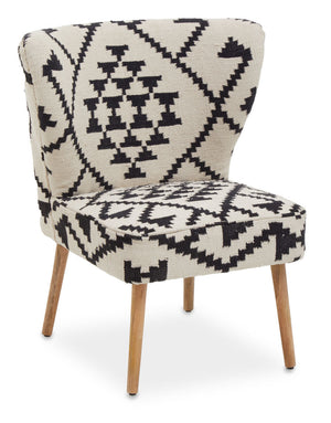 Cefena White and Black Berber Style Chair – side view
