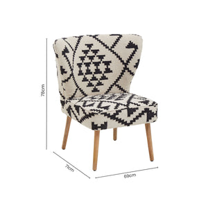 Cefena White and Black Berber Style Chair – close-up 2