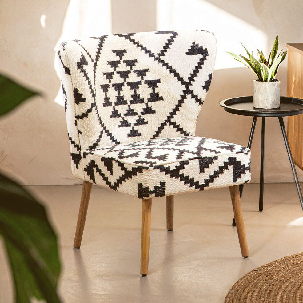 Cefena White and Black Berber Style Chair