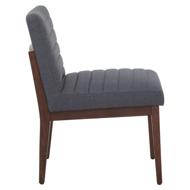 Brando Charcoal Grey Fabric Dining Chair with Oak Wood Legs – in room setting