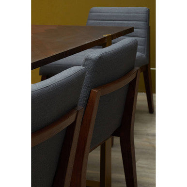 Brando Charcoal Grey Fabric Dining Chair with Oak Wood Legs – back view