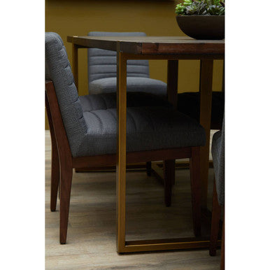Brando Charcoal Grey Fabric Dining Chair with Oak Wood Legs – angle view