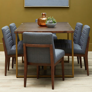 Brando Charcoal Grey Fabric Dining Chair with Oak Wood Legs – side view