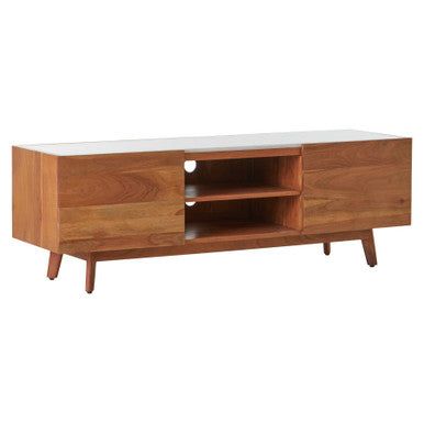 Myan 2 Door White Marble Media Unit