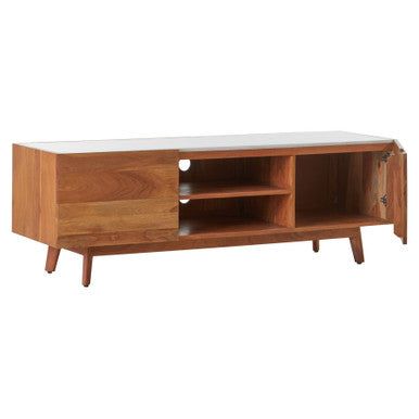 Myan 2 Door White Marble Media Unit