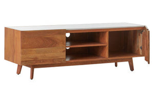 Myan Natural Acacia Wood and White Marble Media Unit – dimensions