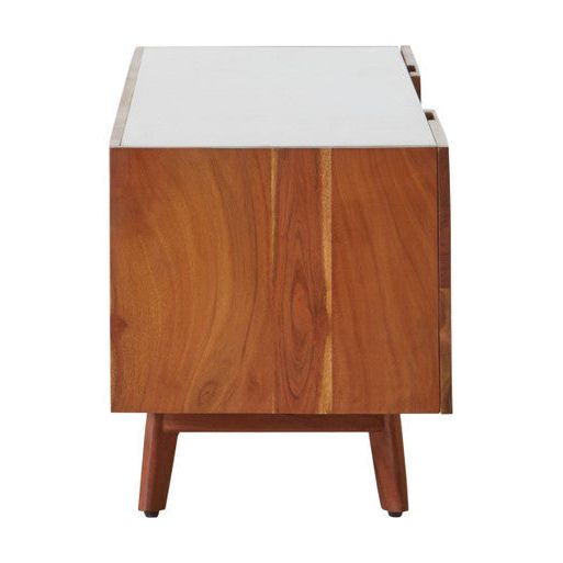 Myan 2 Door White Marble Media Unit