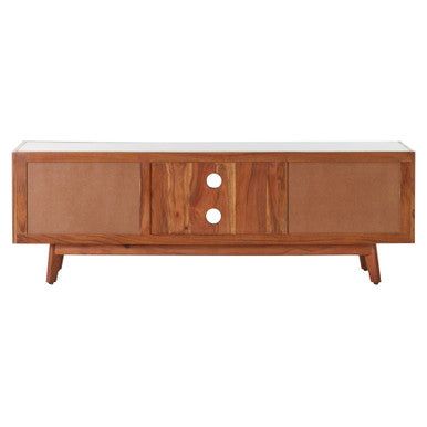 Myan 2 Door White Marble Media Unit