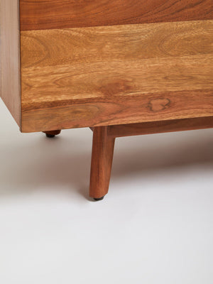 Myan Natural Acacia Wood and White Marble Media Unit – detail 3