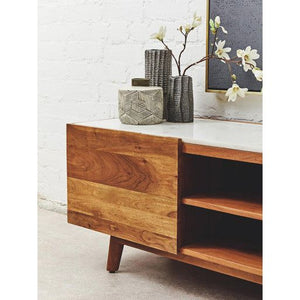 Myan 2 Door White Marble Media Unit