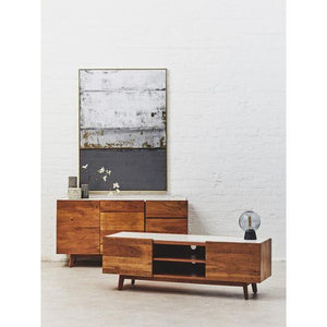 Myan 2 Door White Marble Media Unit
