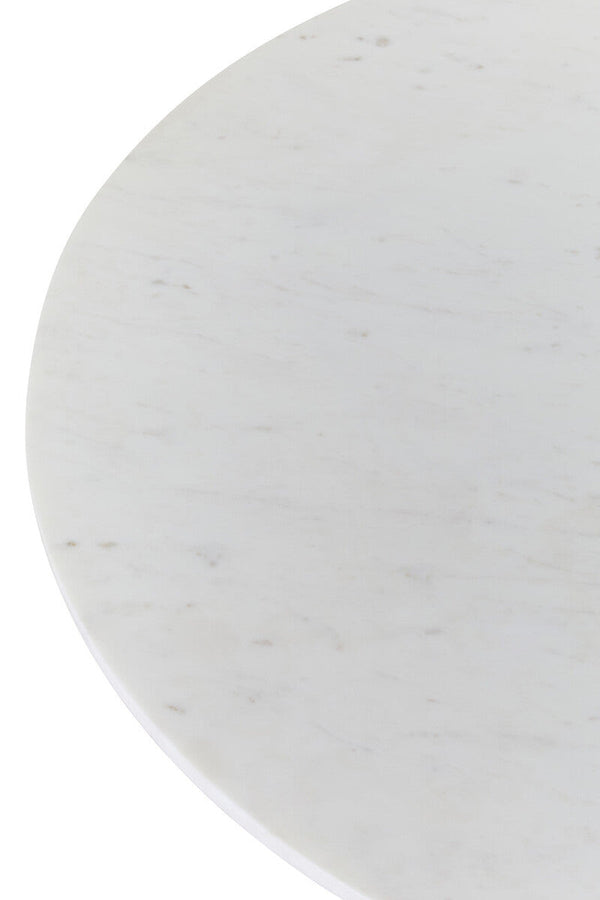 Myan Natural Acacia Wood and White Marble Round Coffee Table – in room setting 4