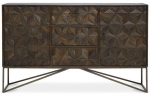 Solana Grey Wash Carved Mango Wood 2 Door and 3 Drawer Sideboard