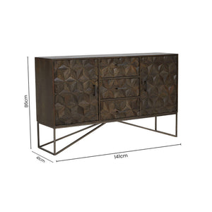 Solana Grey Wash Carved Mango Wood 2 Door and 3 Drawer Sideboard – in room setting 2