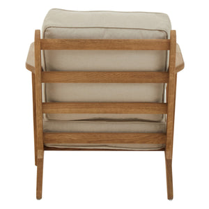 Hector Natural Linen and Dark Oak Wood Armchair – close-up