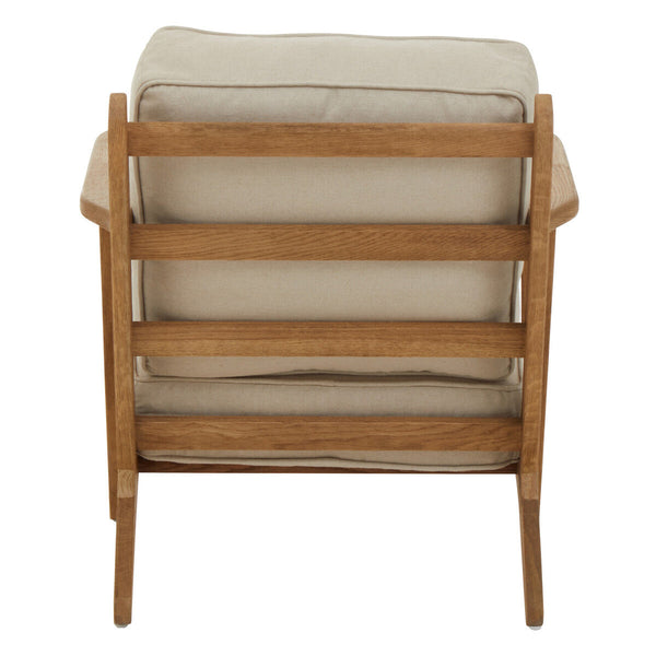 Hector Natural Linen and Dark Oak Wood Armchair – close-up