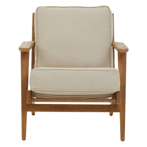 Hector Natural Linen and Dark Oak Wood Armchair – side view