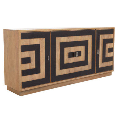 Salem Black and Natural Mango Wood 4 Door Sideboard