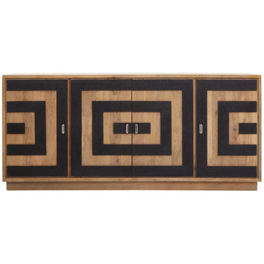 Salem Black and Natural Mango Wood 4 Door Sideboard