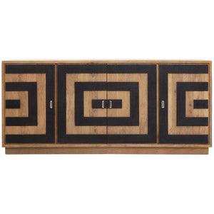 Salem Black and Natural Mango Wood 4 Door Sideboard
