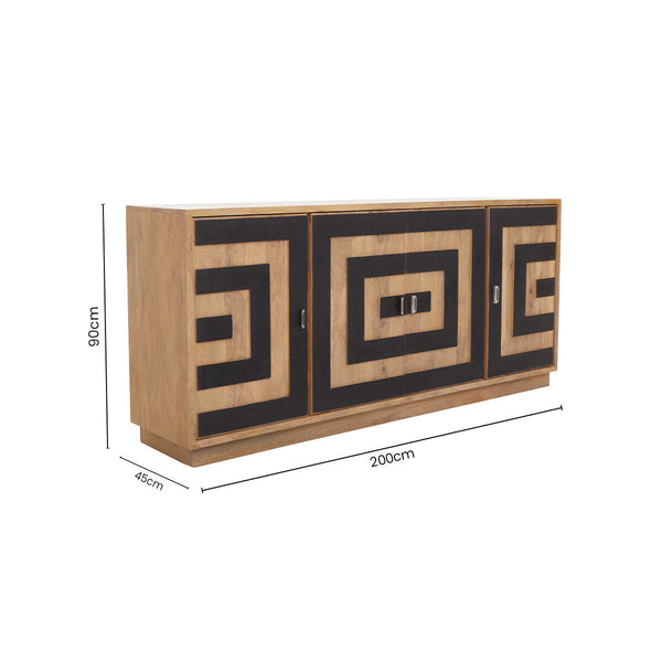 Salem Black and Natural Mango Wood 4 Door Sideboard – close-up 2