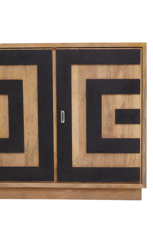 Salem Black and Natural Mango Wood 4 Door Sideboard – close-up