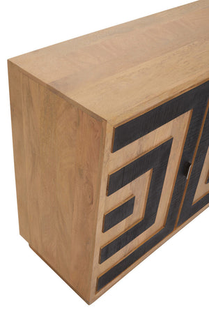 Salem Black and Natural Mango Wood 4 Door Sideboard – back view