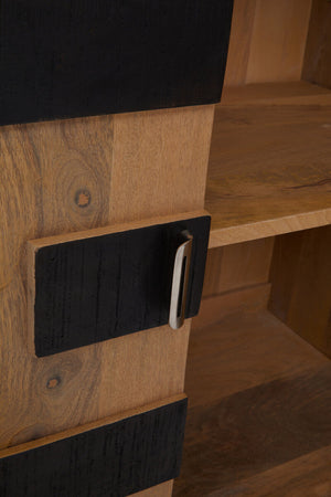 Salem Black and Natural Mango Wood 4 Door Sideboard – side view 2
