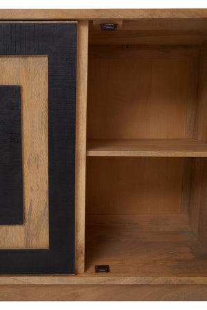 Salem Black and Natural Mango Wood 4 Door Sideboard – in room setting 2