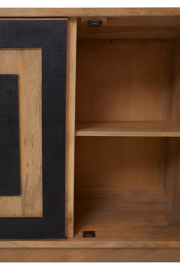 Salem Black and Natural Mango Wood 4 Door Sideboard – in room setting 2