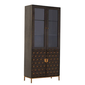 Patna Grey Finish Mango Wood Tall Cabinet – side view