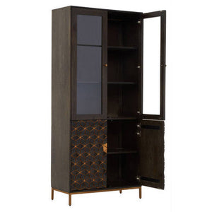 Patna Grey Finish Mango Wood Tall Cabinet – detail