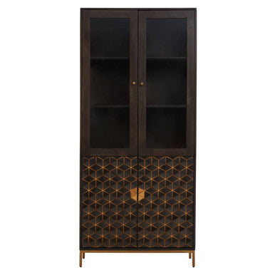 Patna Grey Finish Mango Wood Tall Cabinet