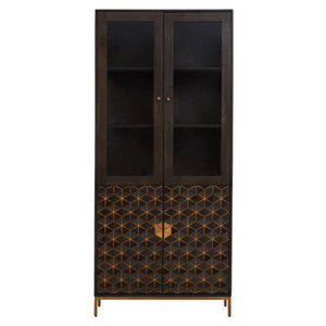 Patna Grey Finish Mango Wood Tall Cabinet