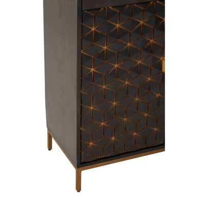Patna Grey Finish Mango Wood Tall Cabinet – back view