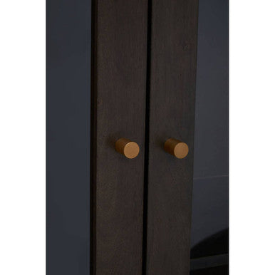 Patna Grey Finish Mango Wood Tall Cabinet – angle view