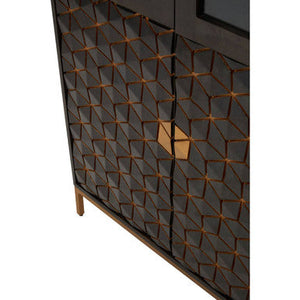 Patna Grey Finish Mango Wood Tall Cabinet – side view 2