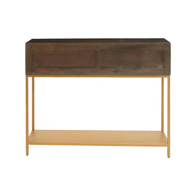 Patna Grey Finish Mango Wood Console Table with Drawers – back view