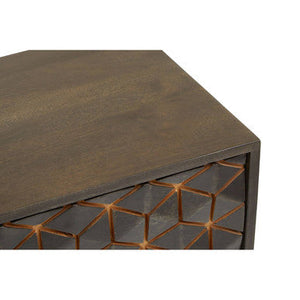 Patna Grey Finish Mango Wood Console Table with Drawers – angle view