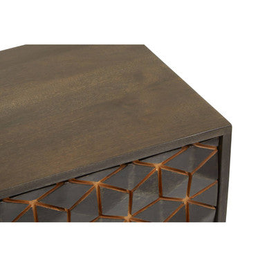 Patna Grey Finish Mango Wood Console Table with Drawers – angle view